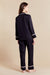 Hera Womens Black Satin Pyjamas - Model Back | Bown of London